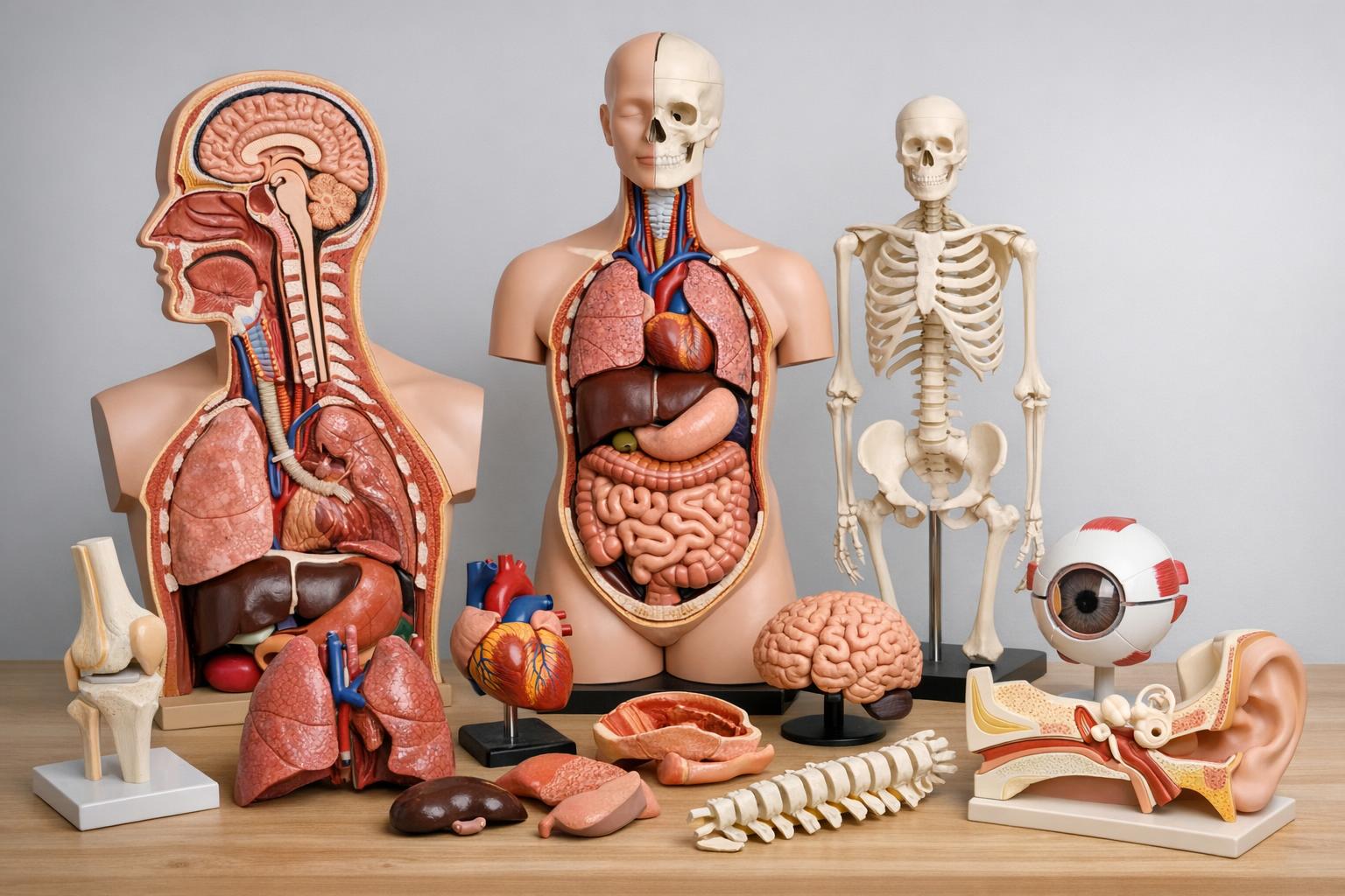 Modele anatomiczne różnych układów ciała – przekroje i elementy ruchome